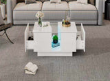 Led Coffee with 2 Drawer Storage, High Gloss Coffee for Living Room Unique Shape Centre N605P287896W