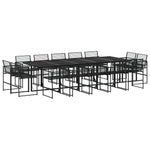 ZNTS 15 Piece Garden Dining Set Black Poly Rattan 3295041