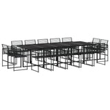 ZNTS 15 Piece Garden Dining Set Black Poly Rattan 3295041