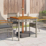 ZNTS Garden Table Grey 80x80x74 cm Poly Rattan Acacia Wood 366274