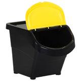 Stackable Waste Bins with Lids 3 pcs Black PP 78 L 364069