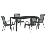 Garden Dining Set 5 pcs Black Powder-Coated Steel 3379138