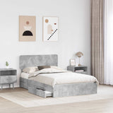 Storage Bed Concrete Grey 135 x 190 cm Engineered Wood 3412286