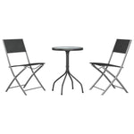 ZNTS 3 Piece Garden Dining Set Black Steel 3203727