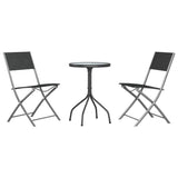 ZNTS 3 Piece Garden Dining Set Black Steel 3203727