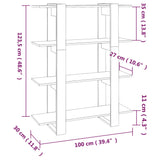 Book Cabinet/Room Divider Black 100x30x123.5 cm 811539