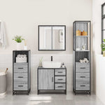 ZNTS 4 Piece Bathroom Furniture Set Grey Sonoma Engineered Wood 3301258