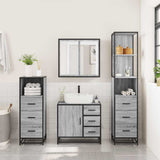 ZNTS 4 Piece Bathroom Furniture Set Grey Sonoma Engineered Wood 3301258