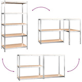 5-Layer Heavy-duty Shelves 2 pcs Silver Steel&Engineered Wood 3154203