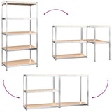 5-Layer Shelves 3 pcs Silver Steel&Engineered Wood 3154210
