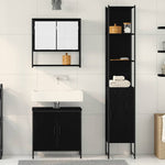 Bathroom Furniture Set with Door 3 pcs Black 33 x 33 x 185.5 cm 3334362
