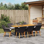 Garden Dining Set 9 pcs Black and brown Poly Rattan 3261624