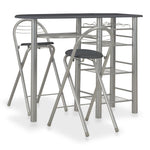 ZNTS 3 Piece Bar Set with Shelves Wood and Steel Black 284400
