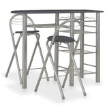 ZNTS 3 Piece Bar Set with Shelves Wood and Steel Black 284400