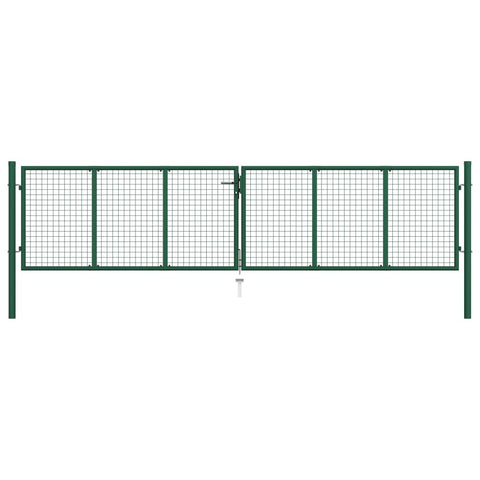 ZNTS Mesh Garden Gate Steel 390x75 cm Green 145747