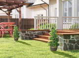 Set of 2 Decorative Artificial, Boxwood Spiral Topiary Tree with Lavender and Pot, Fake T3398P342966