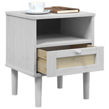 Bedside Cabinet SENJA Rattan Look White 40x35x48 cm Solid Wood Pine 358011