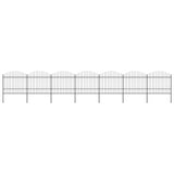 ZNTS Garden Fence with Spear Top Steel x11.9 m Black 277745