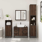 ZNTS 2 Piece Bathroom Furniture Set Brown Oak Engineered Wood 3300904