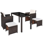 5 Piece Outdoor Dining Set with Cushions Poly Rattan Brown 42600