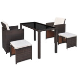 5 Piece Outdoor Dining Set with Cushions Poly Rattan Brown 42600