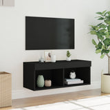 TV Cabinet with LED Lights Black 80x30x30 cm 837143
