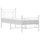 Metal Bed Frame without Mattress with Footboard White 80x200cm 374397