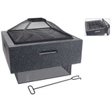 ZNTS ProGarden Fire Bowl with BBQ Rack Square Dark Grey 52.5x52.5x18.5 cm 436229