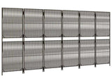 Room Divider 6 Panels Grey Poly Rattan 365386
