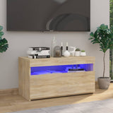 TV Cabinet with LED Lights Sonoma Oak 75x35x40 cm 804397
