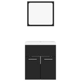 Bathroom Furniture Set Black Engineered Wood 3070857