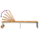 Sun Lounger Reclining Brown 207 x 58 x 35cm Solid Acacia wood 42006195