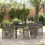 Garden Dining Set 5 pcs Grey Poly Rattan 3380778