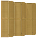 Room Divider 6 Panels Brown Solid Wood Paulownia 358827