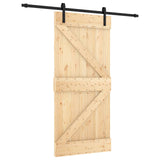 Sliding Door Natural and Black 95 x 210 cm Solid Pine Wood 3444910