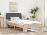 Bed Frame with Upholstered Headboard Dark Grey 90 x 200 cm 877375