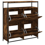 Shoe Cabinet with 4 Flip-Drawers Smoked Oak 100x34x112 cm 3214415