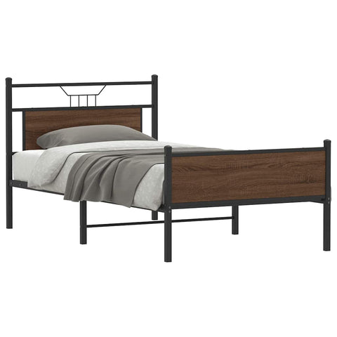 Bed Frame without Mattress Brown Oak 100x200 cm Engineered Wood 4107029