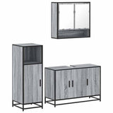 ZNTS 3 Piece Bathroom Furniture Set Grey Sonoma Engineered Wood 3300983