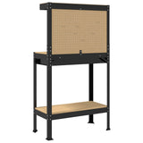 Workbench Black 81 x 41 x 145 cm Engineered Wood and Metal 42020129