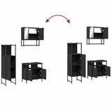 3 Piece Bathroom Furniture Set Black Engineered Wood 3214695