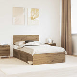 Bed Frame Artisian Oak 135 x 190 cm Solid Pine Wood 3412095