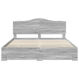 Bed Frame with Drawer Grey Sonoma 200 x 200 cm Engineered Wood 3413567
