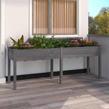 Planter with Liner Grey 203x53x76 cm Solid Wood Fir 364241