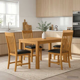 Dining Set 5 pcs Black Solid Oak Wood 3430358