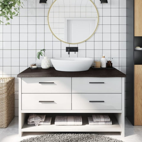 Bathroom Countertop Dark Brown 100x50x cm Treated Solid Wood 3156228