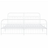 Metal Bed Frame without Mattress with Footboard White 193x203cm 376673
