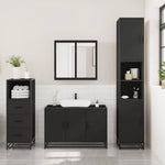 ZNTS 3 Piece Bathroom Furniture Set Black Engineered Wood 3301010