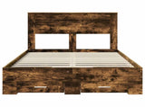 Bed Frame with Drawer Smoked Oak 120 x 200 cm Engineered Wood 3410015