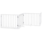 Dog Gate with Door Foldable 4 Panels White 320 cm Poplar Wood 352185